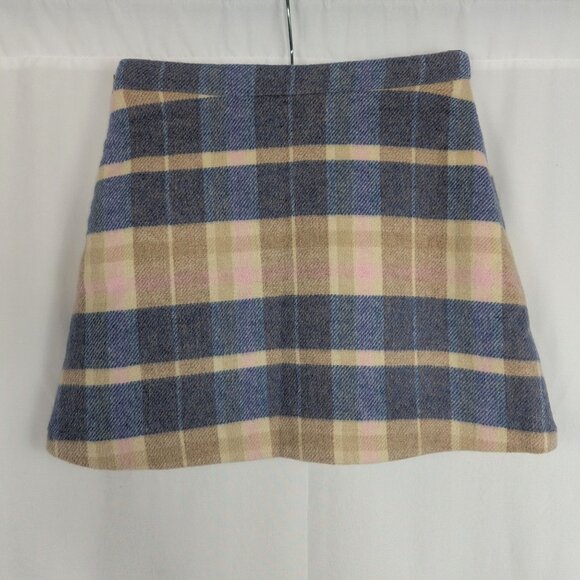 Love Shack Fancy Skirt 2 X Small Blue Tan Mini Knit Orson Wool - Picture 5 of 7